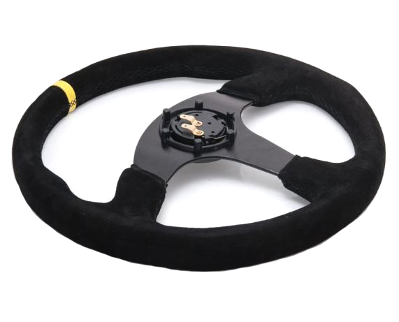 картинка Спортивный руль OMP Style без вылета, замшевый с желтой вставкой магазин  StreetTuning 