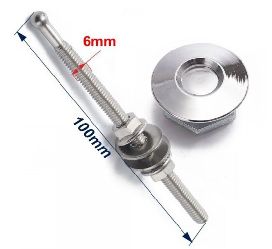 картинка Замки для капота железные M32 x 100 мм, серебряные магазин  StreetTuning 