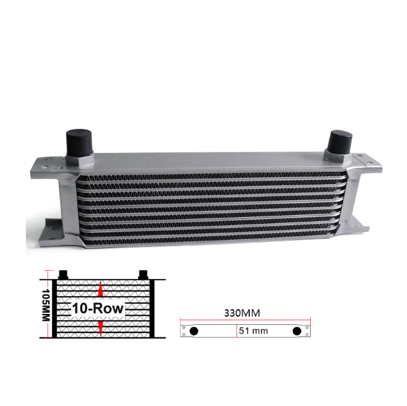 картинка Масляный кулер 10-ти рядный, под фитинг AN8, цвет серый. магазин  StreetTuning 