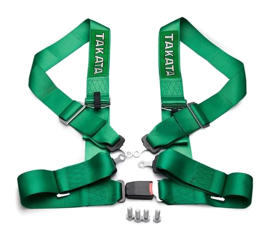 картинка 4-х точечный ремень безопасности TAKATA Style, зеленый магазин  StreetTuning 