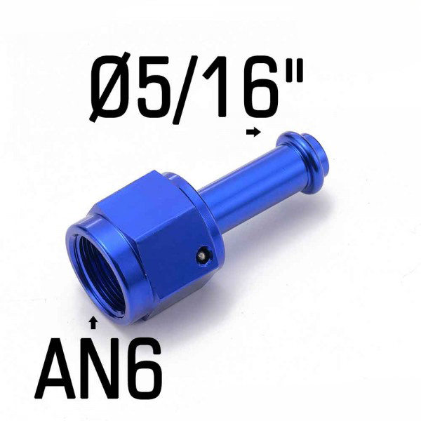 картинка Фитинг адаптер переходник мама AN6 - папа 5/16 ( 8 мм ) магазин  StreetTuning 
