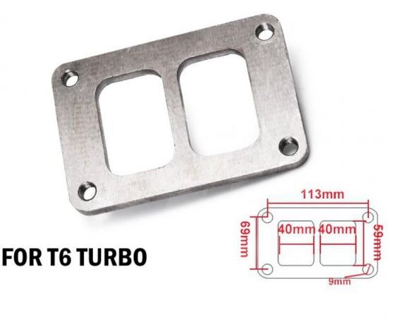 картинка Фланец под турбину T6  Twin Scroll 1/2" магазин  StreetTuning 