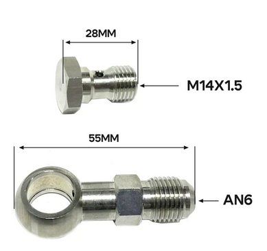 картинка Банджо-фитинг AN6, 0 гр с банджо-болтом M14x1.5 магазин  StreetTuning 