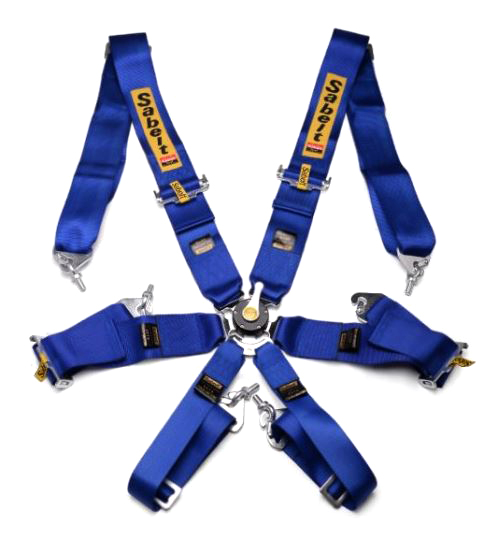 картинка 6-ти точечный ремень безопасности Sabelt Style, синий магазин  StreetTuning 