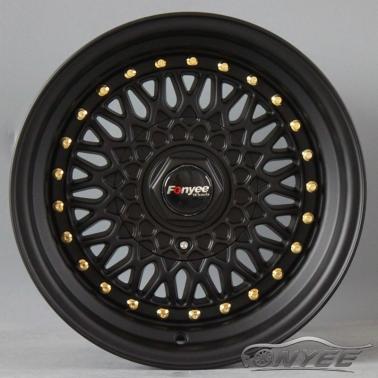 картинка Новые диски BBS RS R17 4X100/5X100 ET20 J10 черный мат + золотистые болтики магазин  StreetTuning 