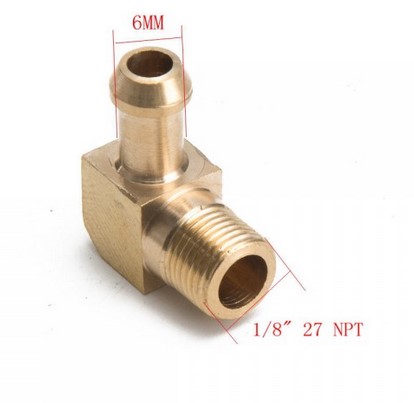 картинка Фитинг-штуцер 90 гр под шланг 6 мм - резьба 1/8 27 npt латунь магазин  StreetTuning 