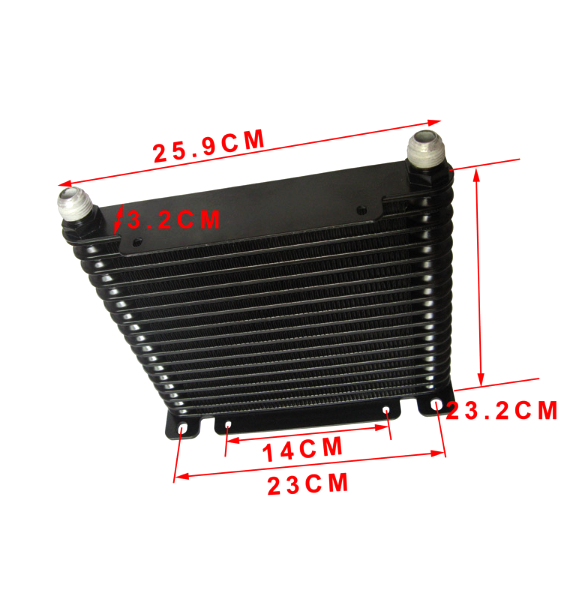 картинка Масляный кулер 17-ти рядный, под фитинг AN10, толщина 32, цвет чёрный. магазин  StreetTuning 