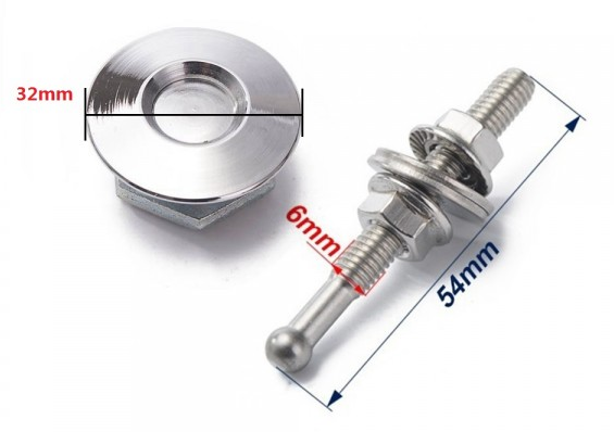 картинка Замки для капота железные M32 x 54 мм, серебряные магазин  StreetTuning 