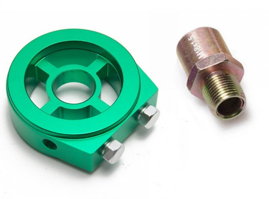 картинка Проставка под масляный фильтр для подключения датчиков, зеленая магазин  StreetTuning 