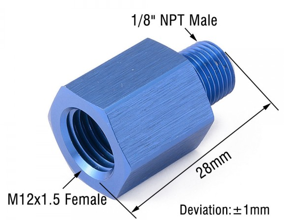 картинка Фитинг переходник папа 1/8" NPT - мама M12x1.5 магазин  StreetTuning 