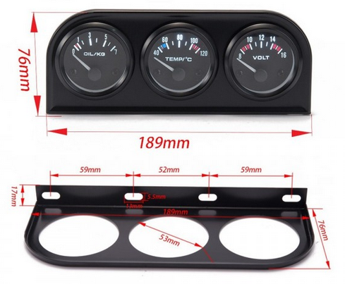 картинка Комплект датчиков температуры ОЖ, давления масла и вольтметр Epman - 3 шт магазин  StreetTuning 