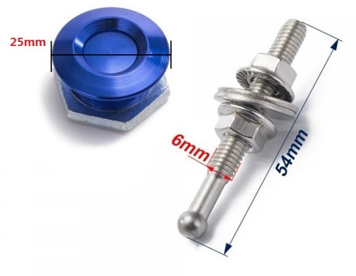 картинка Замки для капота железные M25 x 54 мм, синие магазин  StreetTuning 