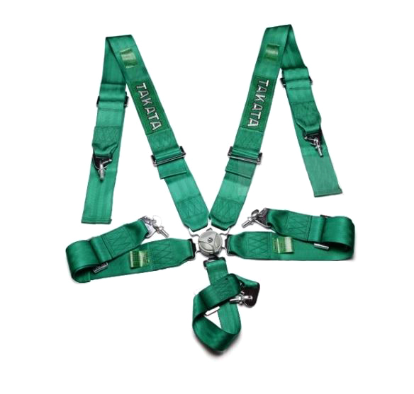 картинка Ремень безопасности 5-ти точечный TAKATA Style, зеленый магазин  StreetTuning 