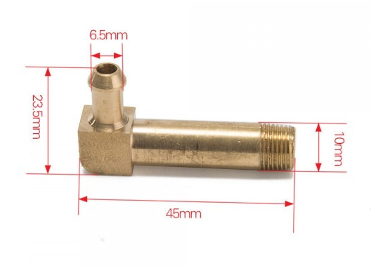 картинка Адаптер-сосок под вакуум T2, T25, T28, T3, T34 & T4, 90 гр 1/8 "27 npt магазин  StreetTuning 