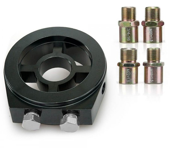 картинка Проставка под масляный фильтр для подключения датчиков, черная магазин  StreetTuning 