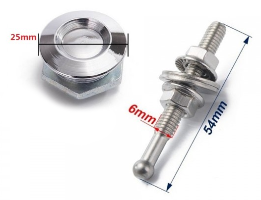картинка Замки для капота железные M25 x 54 мм, серебряные магазин  StreetTuning 