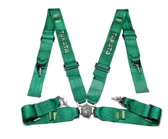 картинка Ремень безопасности 4-х точечный TAKATA Style, зеленый магазин  StreetTuning 