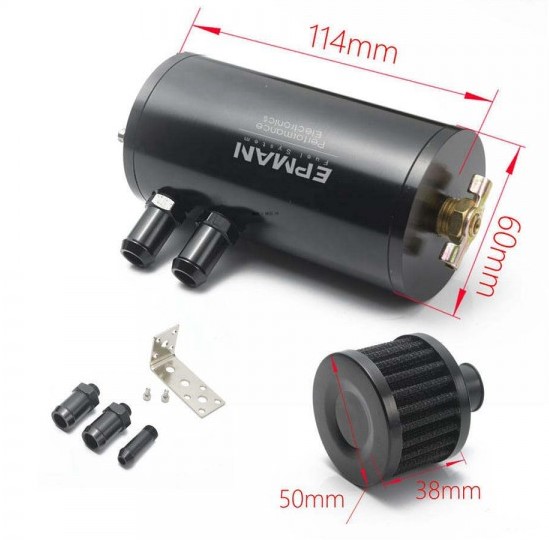 картинка Маслоуловитель EPMAN круглый, с фильтром, черный H021 магазин  StreetTuning 