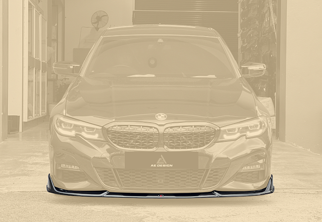 картинка Сплиттер (губа) на передний бампер для BMW G20 330i M34, черный глянец магазин  StreetTuning 