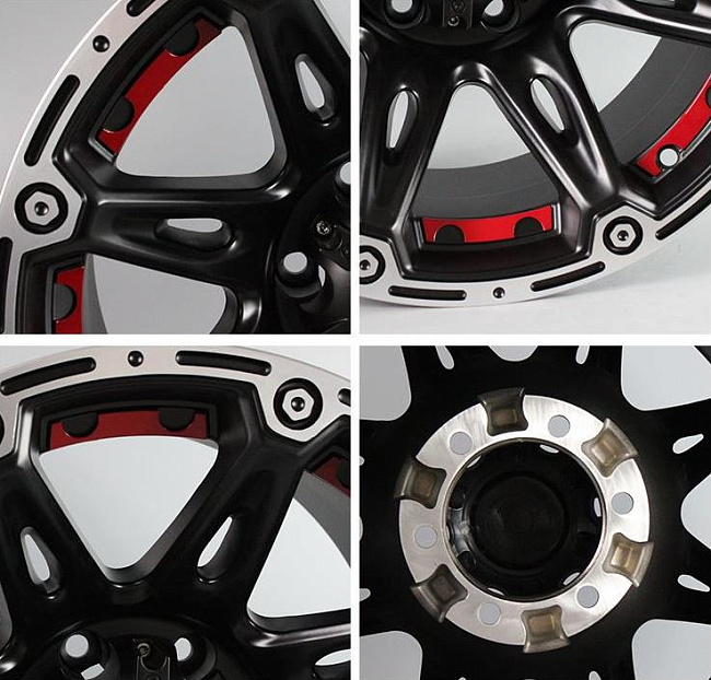 картинка Новые диски Formula R16 6x139,7 ET-45 J10 черный мат + серебро с красной оконтовкой магазин  StreetTuning 