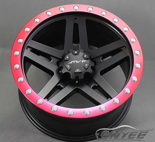 картинка Новые диски MVF-957 R17 6X139,7 ET0 J8,5 черный мат + красный магазин  StreetTuning 