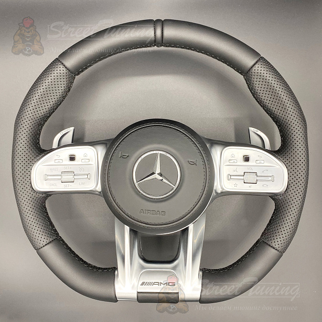 картинка Руль Mercedes AMG GLE/GLS с подушкой, эко-кожа, без подогрева магазин  StreetTuning 