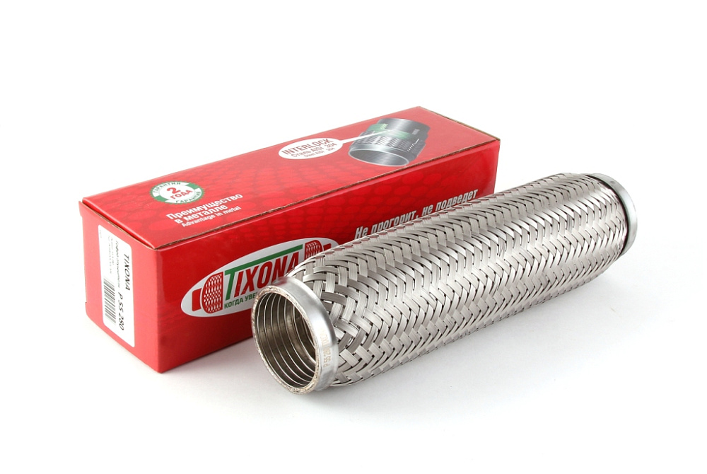 картинка Гофра глушителя Tixona (сталь 304 с внутренним металлорукавом) 55*280 от магазина  StreetTuning