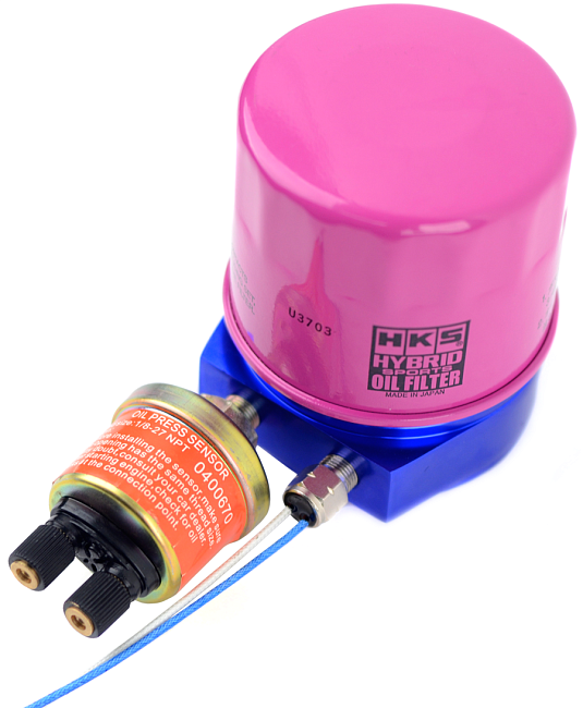 картинка Проставка под масляный фильтр для подключения датчиков, синяя магазин  StreetTuning 