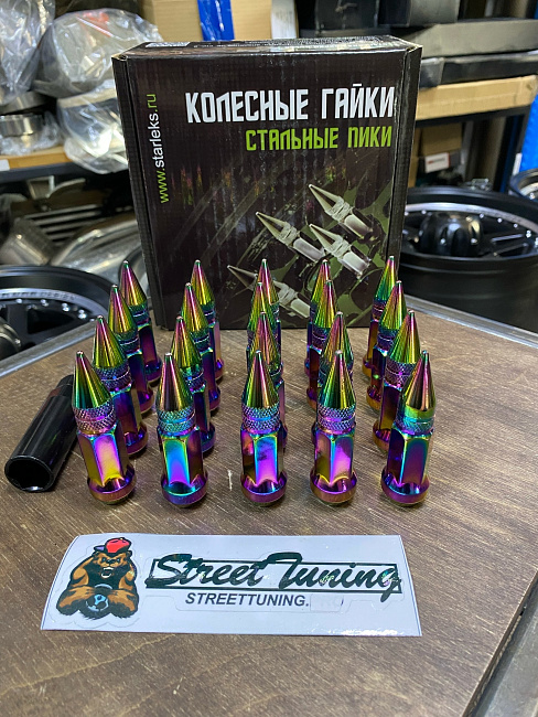 картинка Комплект гаек пики (пули) Starleks, 12х1.25 , цвет неохром, 20 шт. магазин  StreetTuning 