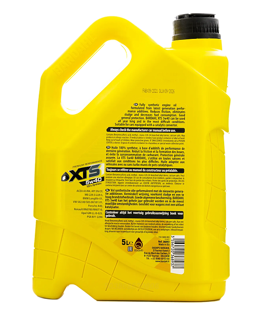 картинка Синтетическое моторное масло BARDAHL 5W-40 XTS A3/B4, API SN/CF - 5L магазин  StreetTuning 