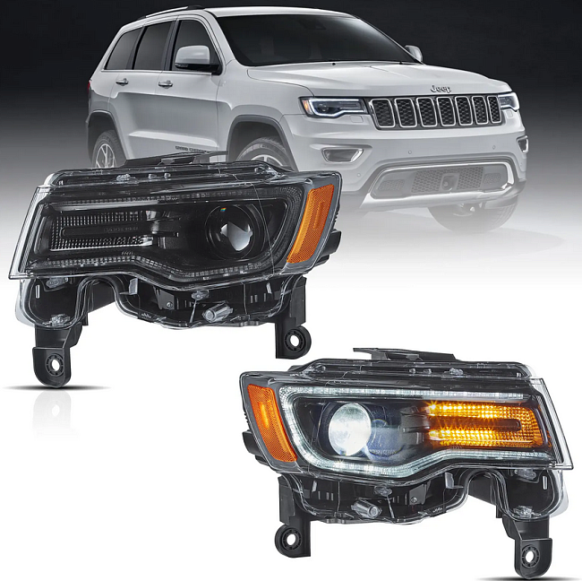 картинка Передние фары Vland для Jeep Grand Cherokee 2014-2022 Full Led магазин  StreetTuning 
