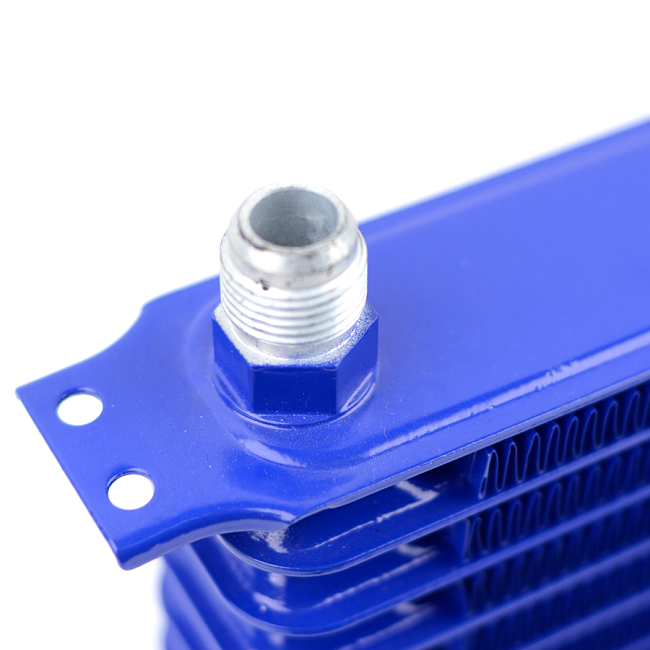 картинка Масляный кулер (радиатор) 10-ти рядный, под фитинг AN10, цвет синий. магазин  StreetTuning 