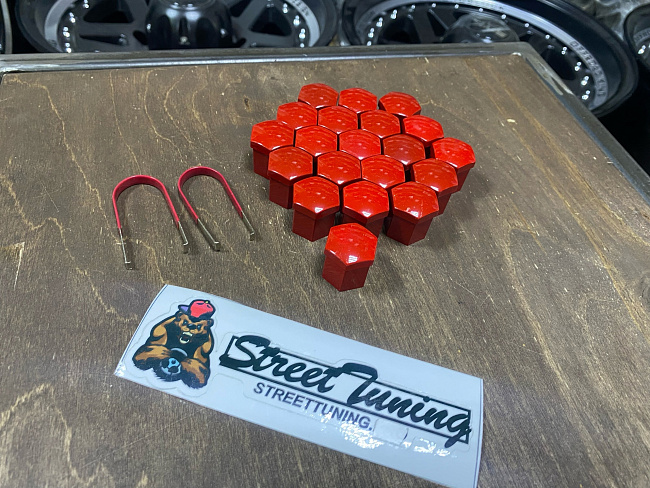 картинка Декоративные колпачки для колесных гаек и болтов под 21й ключ,красные магазин  StreetTuning 