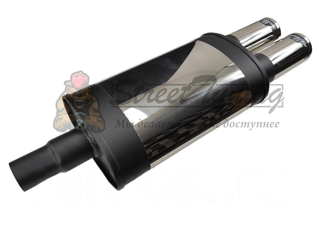 картинка Прямоточная банка Remus style, с двойным выходом. 51х89 мм магазин  StreetTuning 