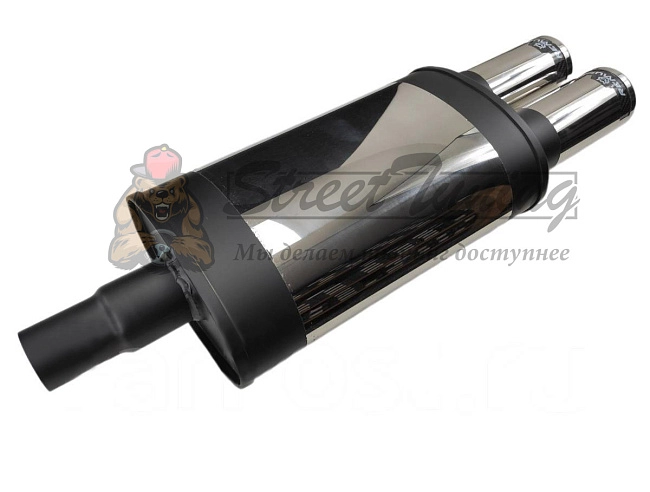 картинка Прямоточная банка Remus style, с двойным выходом. 51х89 мм магазин  StreetTuning 