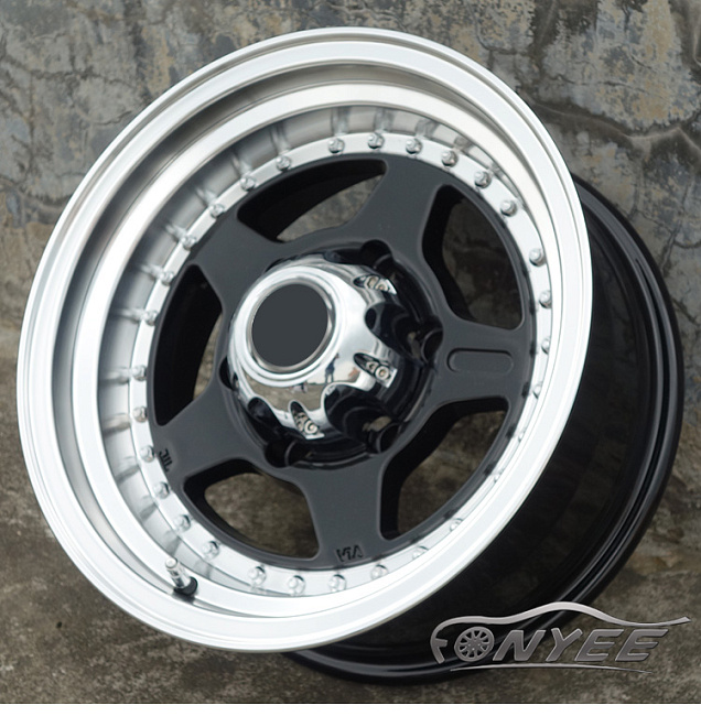 картинка Новые диски MVF-955 R15 6X139,7 ET-25 J7 черные гл + полированная полка магазин  StreetTuning 