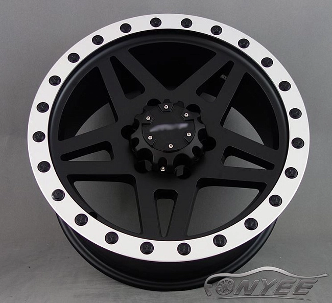 картинка Новые диски MVF-968 R17 6X139,7 ET-15 J7,5 черный мат + серебро и черные болтики магазин  StreetTuning 