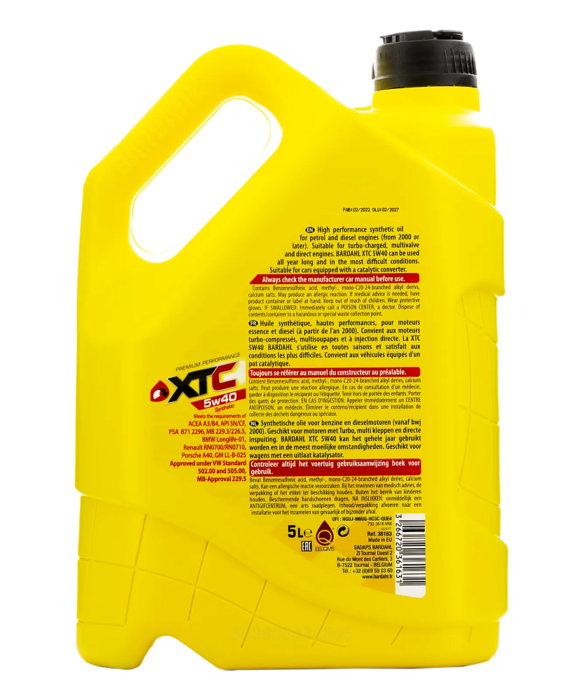 картинка Синтетическое моторное масло Bardahl 5W40 XTC SN/CF - 5L от магазина  StreetTuning