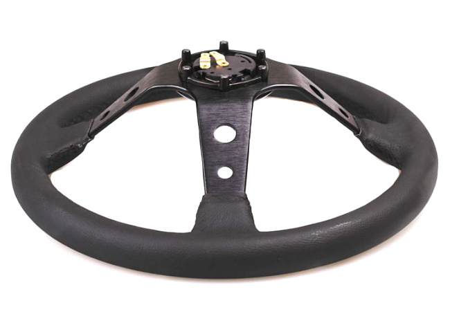 картинка Спортивный руль OMP Style, кожаный с желтой вставкой магазин  StreetTuning 