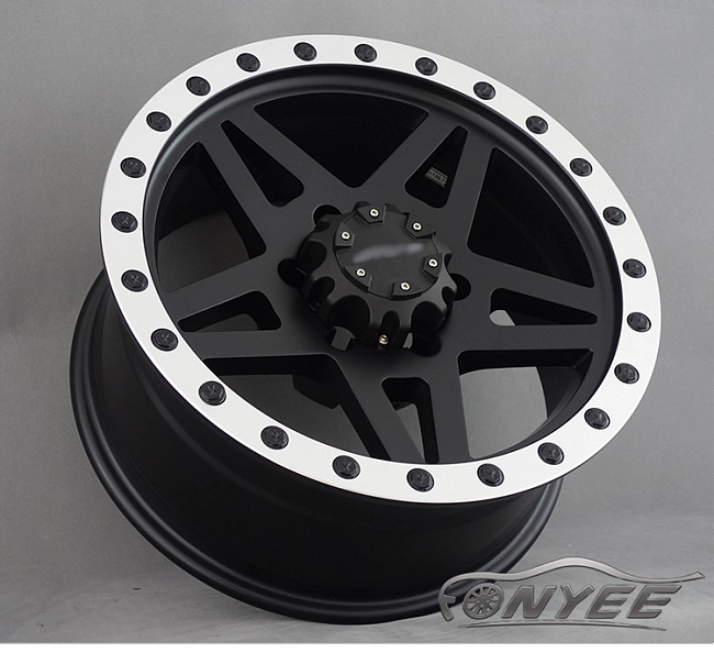 картинка Новые диски MVF-968 R17 6X139,7 ET-15 J7,5 черный мат + серебро и черные болтики магазин  StreetTuning 