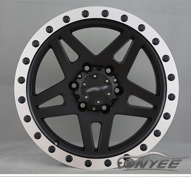 картинка Новые диски MVF-968 R17 6X139,7 ET-15 J7,5 черный мат + серебро и черные болтики магазин  StreetTuning 