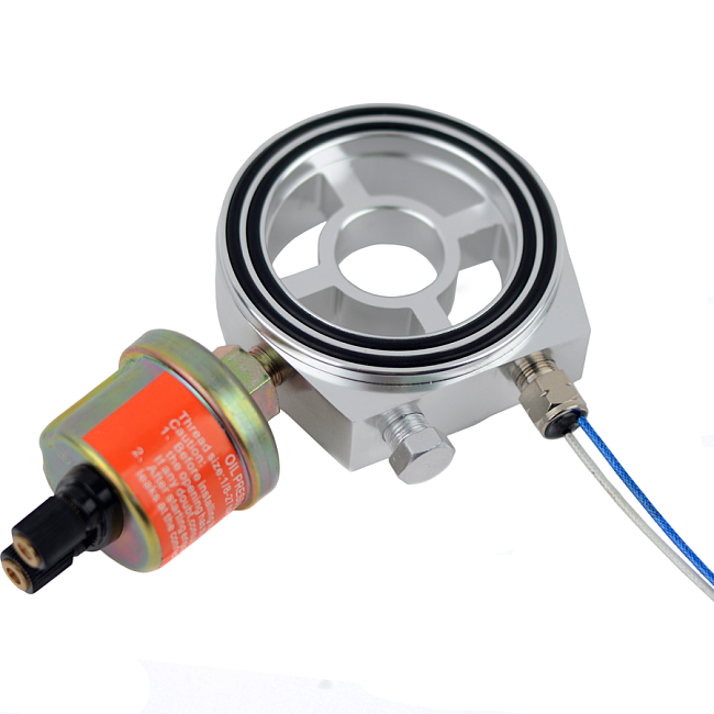 картинка Проставка под масляный фильтр для подключения датчиков, серебряная магазин  StreetTuning 