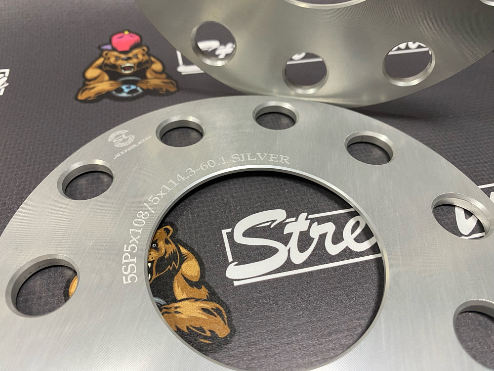 картинка Проставка Starleks 5 мм 5x108/114.3 цо 63.4 сквозная Silver от магазина  StreetTuning