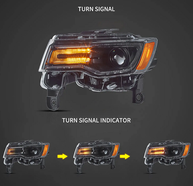 картинка Передние фары Vland для Jeep Grand Cherokee 2014-2022 Full Led магазин  StreetTuning 