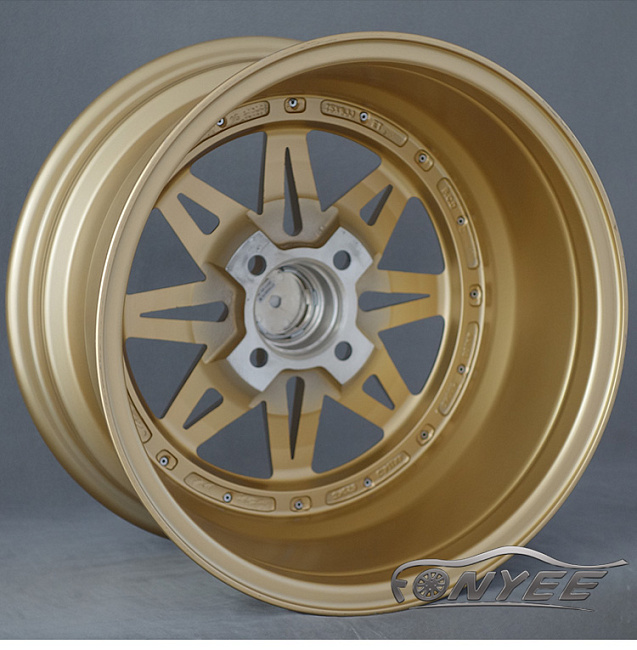 картинка Новые диски Equip 03 R15 4x100 ET25 J8 золото + полированная полка магазин  StreetTuning 