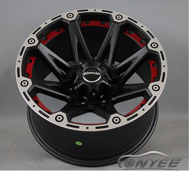 картинка Новые диски Formula R17 6x139,7 ET-10 J9 черный мат + красная оконтовка магазин  StreetTuning 