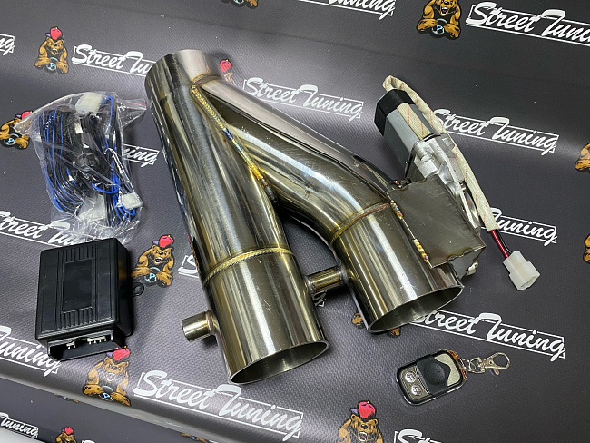 картинка Заслонка выхлопная с электроприводом 76 мм магазин  StreetTuning 