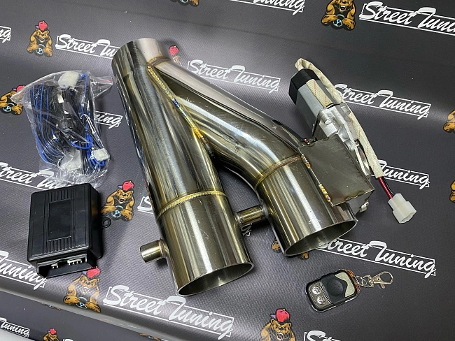 картинка Заслонка выхлопная с электроприводом 76 мм магазин  StreetTuning 