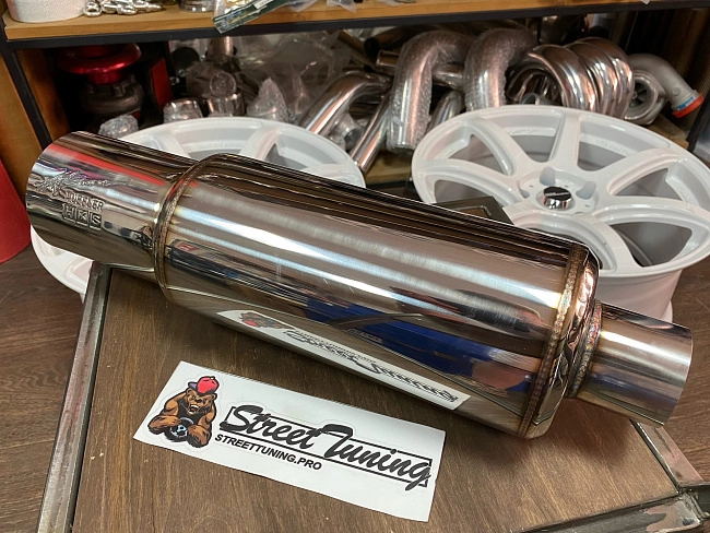 картинка Прямоточная банка HKS Style серии Jasma,D-63x102 мм серебристая магазин  StreetTuning 