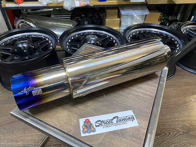 картинка Прямоточная банка HKS Power Style, D-51 x 89 мм, L-480 мм с напылением магазин  StreetTuning 